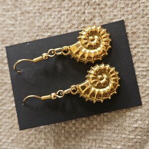 Gold Shell Spiral Drop Earrings - Women Jewelry
